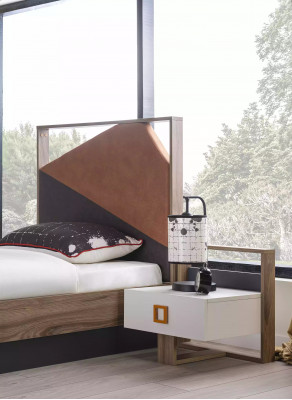 Schlafzimmer Garnitur Bett Kinderzimmer Set Designer Grau 5tlg Holz