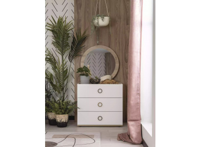 Gruppe Kommode mit Spiegel Kommoden Holz Weiß Schlafzimmer Schrank Set