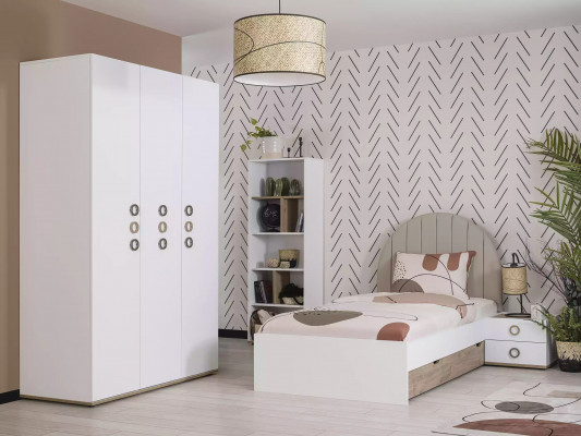 Design Kinderzimmer Komplete Bett Kindermöbel Holz Weiß Set 4tlg Neu