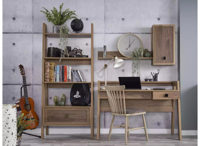 Kinderschreibtisch Schreibtisch Bücherregal Holz Braun Set 3tlg Regal