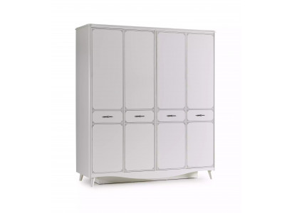 Luxus Kleiderschrank Schrank Holzschrank Möbel Holz Weiß 4 Tür Design