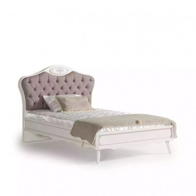 Chesterfield Jugendbett Bett 120 cm Kinderzimmer Set 5tlg Grau Stoff