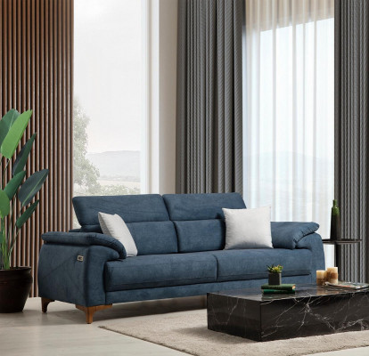 Sofa Couch Wohnzimmer Modern Möbel Dreisitzer Blau Polstersofa Design