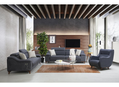 Sofagarnitur Set Komplett Modern Wohnzimmer Textil Couch Luxus Polstermöbel