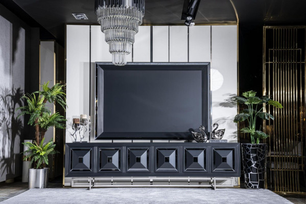 Wohnzimmer TV schrank tv fernseher stander schrank lowboard neu Schwarz