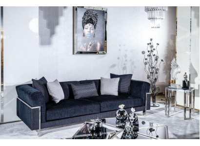 Luxus Sofa 3 Sitzer Sofas Textil Couch Design Möbel Dreisitzer schwarz