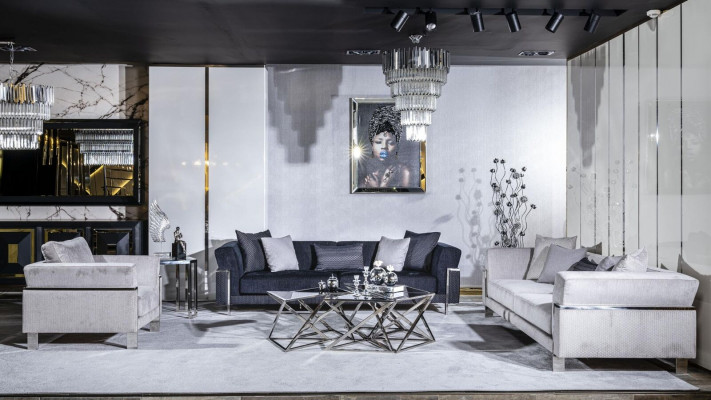 Luxus Sofa 3 Sitzer Sofas Textil Couch Design Möbel Dreisitzer schwarz