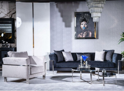 Wohnzimmer Sofagarnitur 3+1 Spiegel Couchtisch Sitzer Garnitur Design