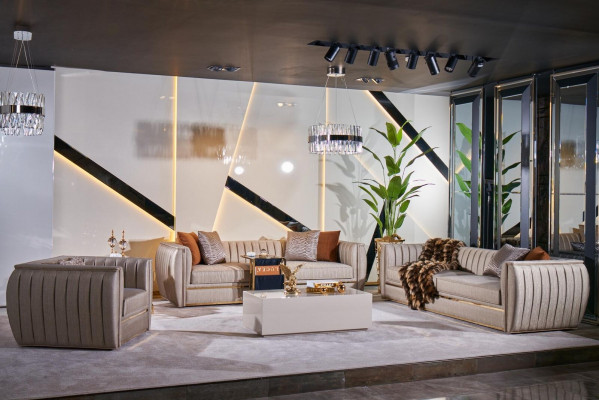 Luxus Beige Set Sofagarnitur 3+3+1 Sitzer Couchtisch Sofa Sessel Sofas 5tlg