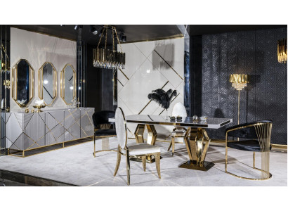 Esszimmer Set Tisch 4xStühle Anrichte Spiegel 7tlg Esstisch Garnitur Tisch