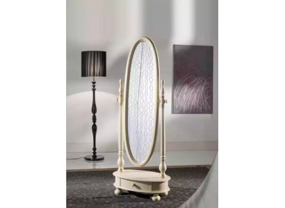 Klassischer Wohnzimmer groß Bodenspiegel Beige Holzrahmen Design Neu