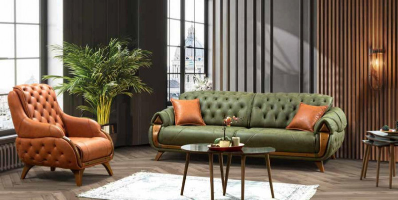 Sofagarnitur 3+1 Sitzer Gruppe Sofa Sessel Chesterfield Sofas Couch