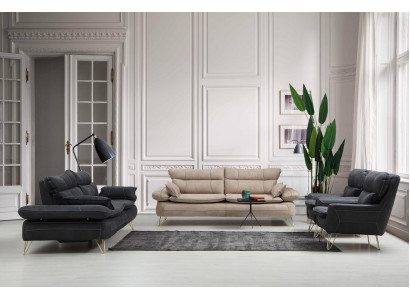 Sofagarnitur 3+3+1+1 Sitzer Garnitur Schwarz Sofa Sessel Sofas Set 4tlg