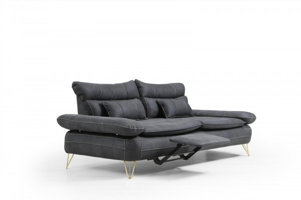 Sofagarnitur 3+3+1+1 Sitzer Garnitur Schwarz Sofa Sessel Sofas Set 4tlg