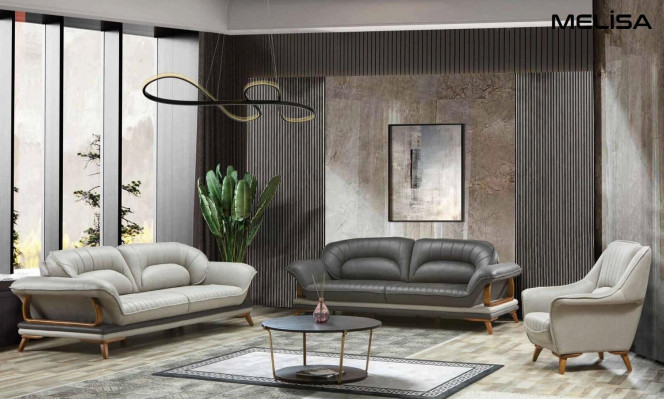 Luxus Garnitur Set Sofagarnitur 3+3+1 Sitzer Sofas Sessel Stoff 3tlg.