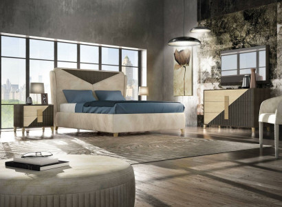 Bett Nachttisch Kommode 4 tlg. Schlafzimmer Set Design Modern Luxus Betten Neu