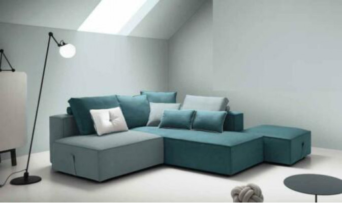 Designer Sofa Couch Ecke Hocker gepolstert Set Wohnraum L-Form Modern alfitalia