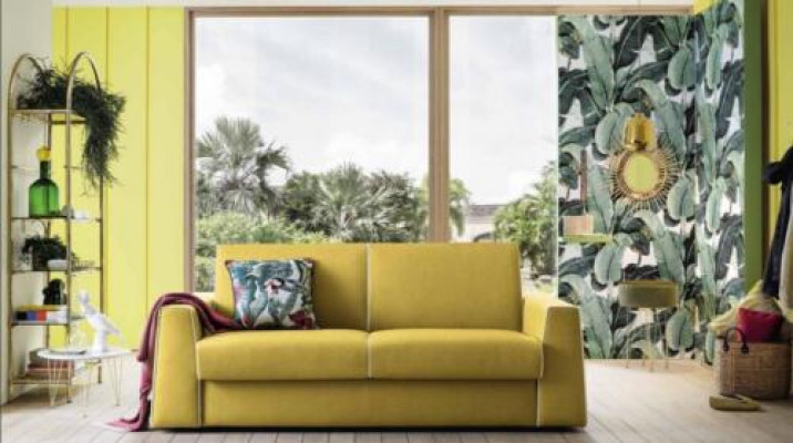 Design Wohnzimmer Gelb Sofa 3 Sitzer Alfitalia Stoff Couch Sofa Polster Sofas