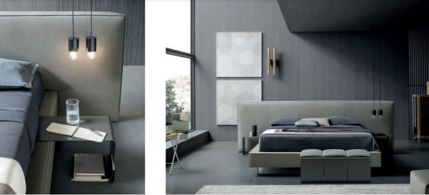 Luxus Polster Samt Stoff Designer Bett Schlafzimmer Betten Leder Hotel Neu