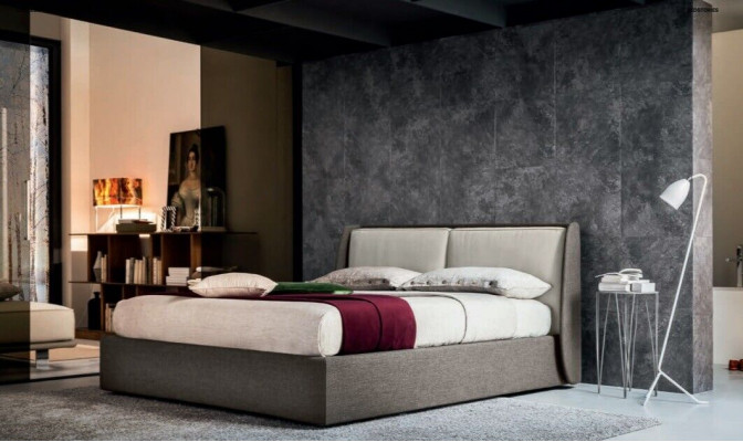 Bett Textil Polster Schlafzimmer 180x200 Design Doppelbett Lederbett Betten Neu