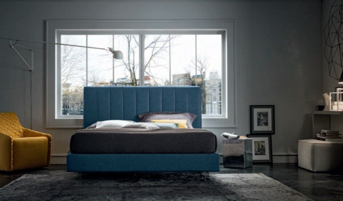 Designer Bett Schlafzimmer Betten Textil Luxus Hotel Stoff Polster Sitz Italien