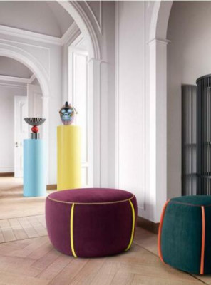 Oval Design Polster Hocker Fußhocker Ottomane Sitz Textil Gepolstert Pufa