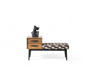 Sitz Bank Polster Hocker Bank Textil Braun Holz Stil Luxus Designer Neu