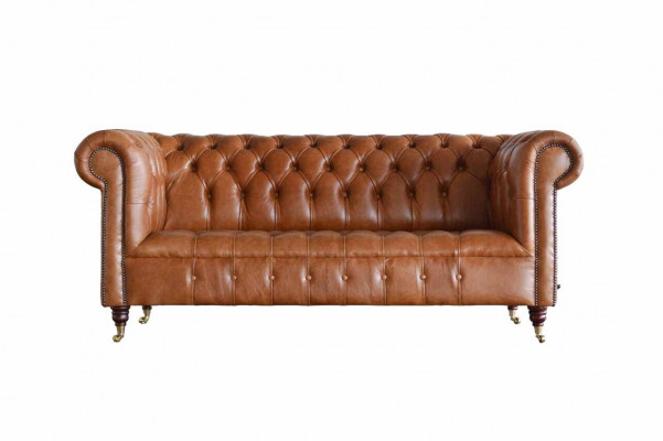 Chesterfield Sofa 3 Sitz Polster Couchen Sofas Couch Dreisitzer Braun