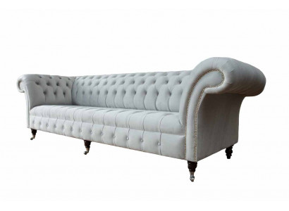 Chesterfield Sofa 4 Sitzer Designer Couchen Couch Stoff Polster Textil