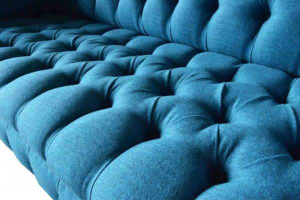 Chesterfield Polster Sofas Design Textil Sofa 4 Sitzer Sofa Luxus Design Blaue