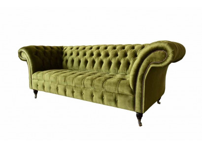 Design Chesterfield Sofa 3 Sitzer Grün Couch Polster Sofas Wohnzimmer