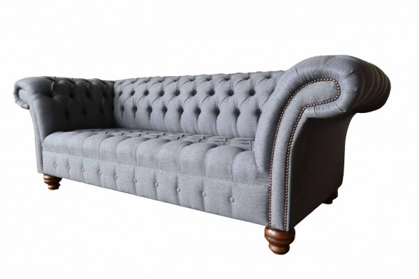 Chesterfield 3 Sitzer Couch Polster Sitz Textil Stoff Couchen Sofa Neu