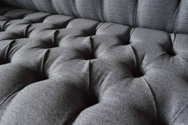 Chesterfield 3 Sitzer Couch Polster Sitz Textil Stoff Couchen Sofa Neu