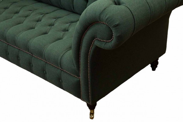 Dreisitzer Couch Textil Grün Polster Möbel Chesterfield Sofas Couchen