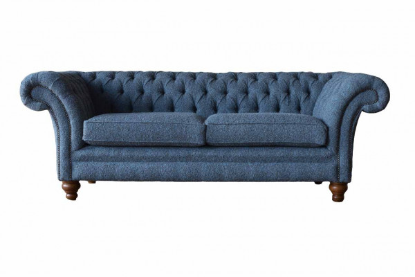 Englische Chesterfield Sofa Couch Büro Möbel Dreisitz Samt 230cm Sofas