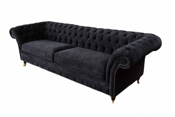Dreisitzer Couch Polster Schwarz Sofa 3 Sitz Sofas Zimmer Möbel Design