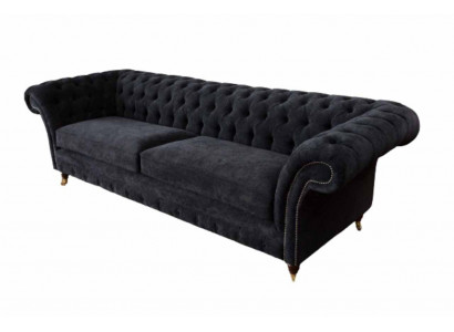 Dreisitzer Couch Polster Schwarz Sofa 3 Sitz Sofas Zimmer Möbel Design