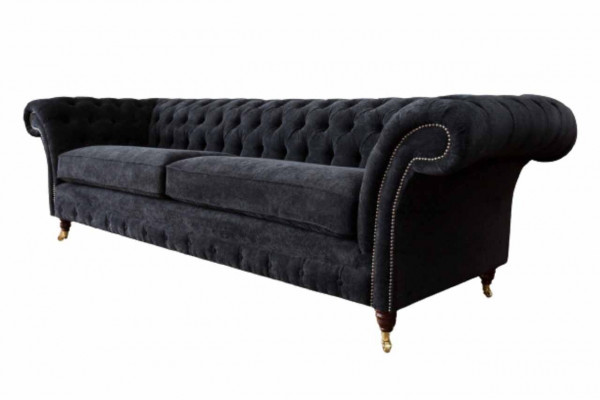 Dreisitzer Couch Polster Schwarz Sofa 3 Sitz Sofas Zimmer Möbel Design