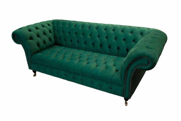 Dreisitzer Sofa 3 Sitzer Luxus Sitz Modern Sofas Grün Stoff Chesterfield