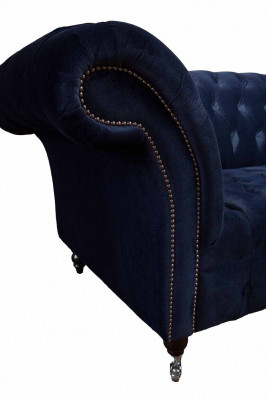 Luxus Sofa Dreisitzer Blau Stoff Textil Stil Couch Sofas Couchen Möbel