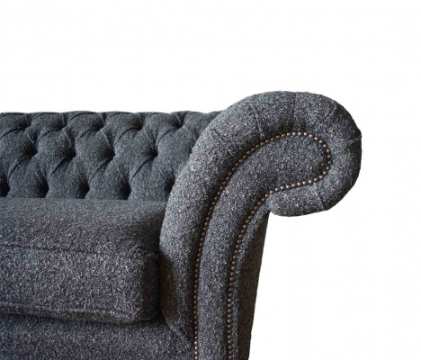 Graue Chesterfield 3 Sitzer Grau Textil Design Couchen Polster Sofas