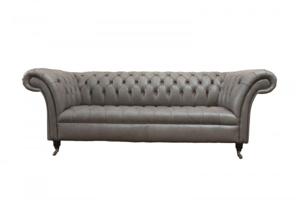 Graue Chesterfield englisch klassischer Stil Sofa Couch 3 Sitz Polster 230cm