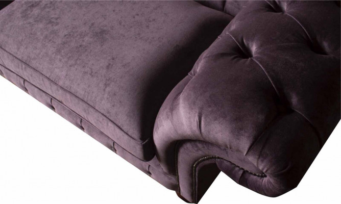 Chesterfield Lila Sofa 3 Sitzer Wohnzimmer Stoff Couch Polster Sofas