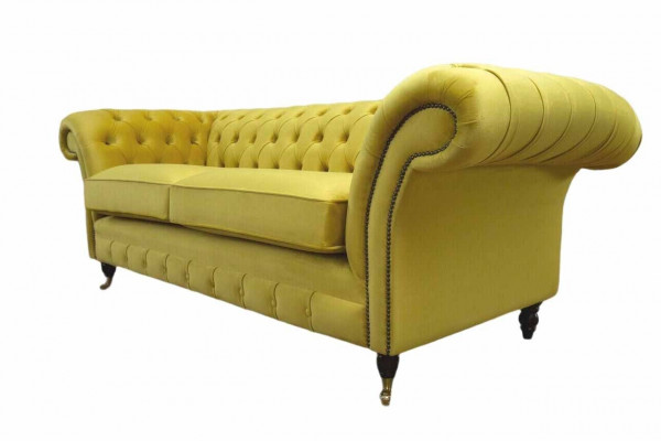 Textil 3 Sitzer Blau Stoff Design Couch Polster 230cm Sofa Chesterfield