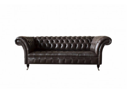 Dreisitzer Chesterfield Sofa 3 Sitzer Sofas Braun Leder Wohnzimmer Luxus