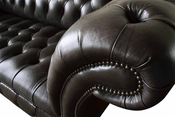 Dreisitzer Chesterfield Sofa 3 Sitzer Sofas Braun Leder Wohnzimmer Luxus