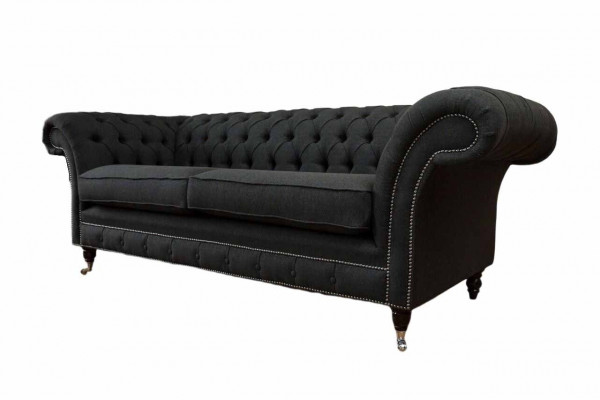 Wohnzimmer Sofa Chesterfield Couch Dreisitzer Design Schwarz Möbel Neu