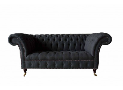 Design Chesterfield Stoff Couch Sofa 2 Sitzer Polster Textil Stoff Neu