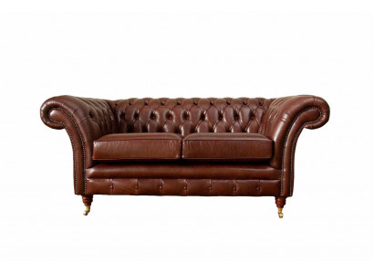 Chesterfield Couch Polster Leder Sofas Couchen Braune Zweisitzer Neu