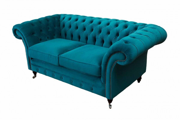 Chesterfield 2 Sitzer Couch Polster Sitz Textil Stoff Couchen Sofa Neu